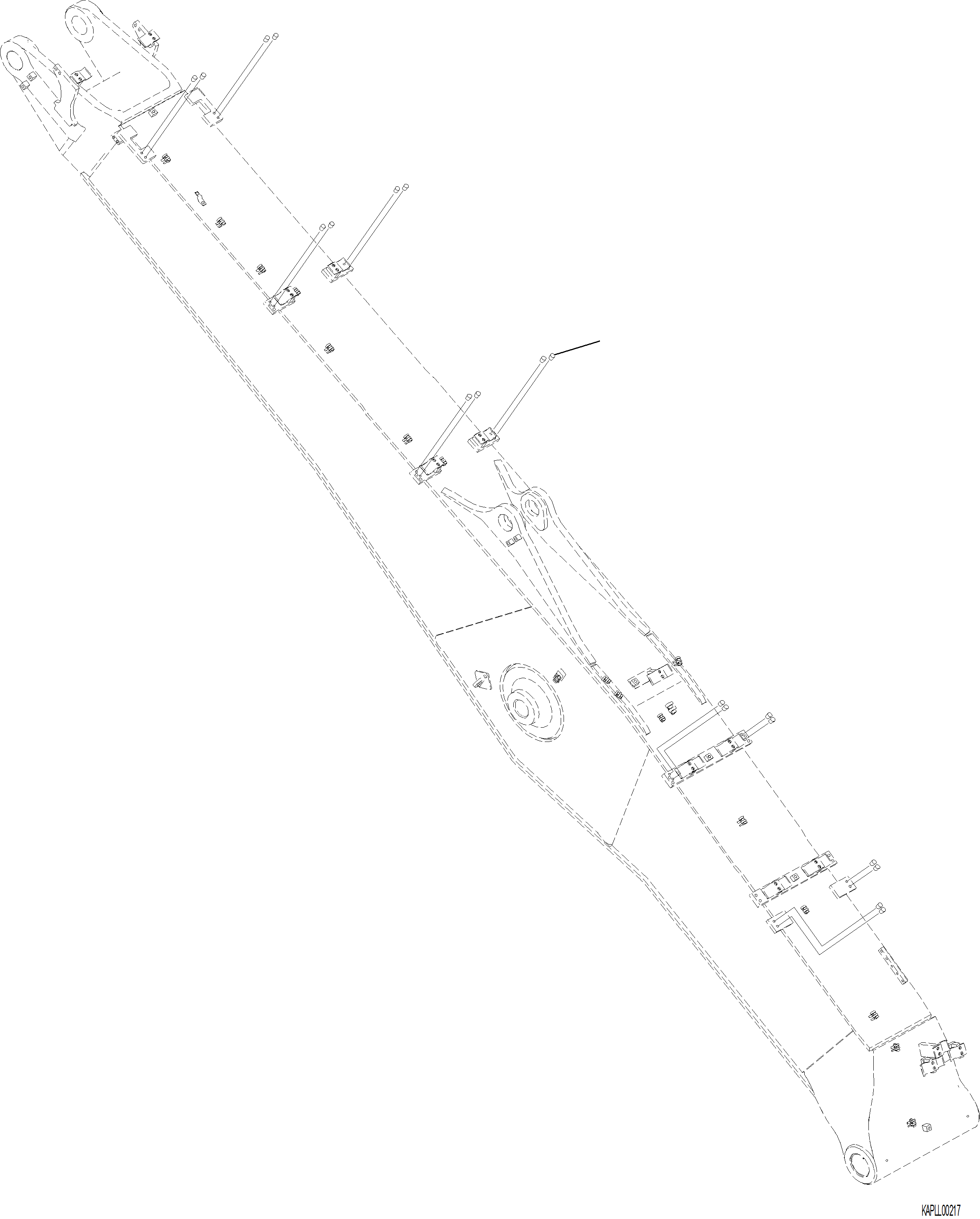 Komatsu parts book diagram for PC230F-11 SN A20700-UP: T1110-001004 BOOM, 6155 MM ATTACHMENT PLUG