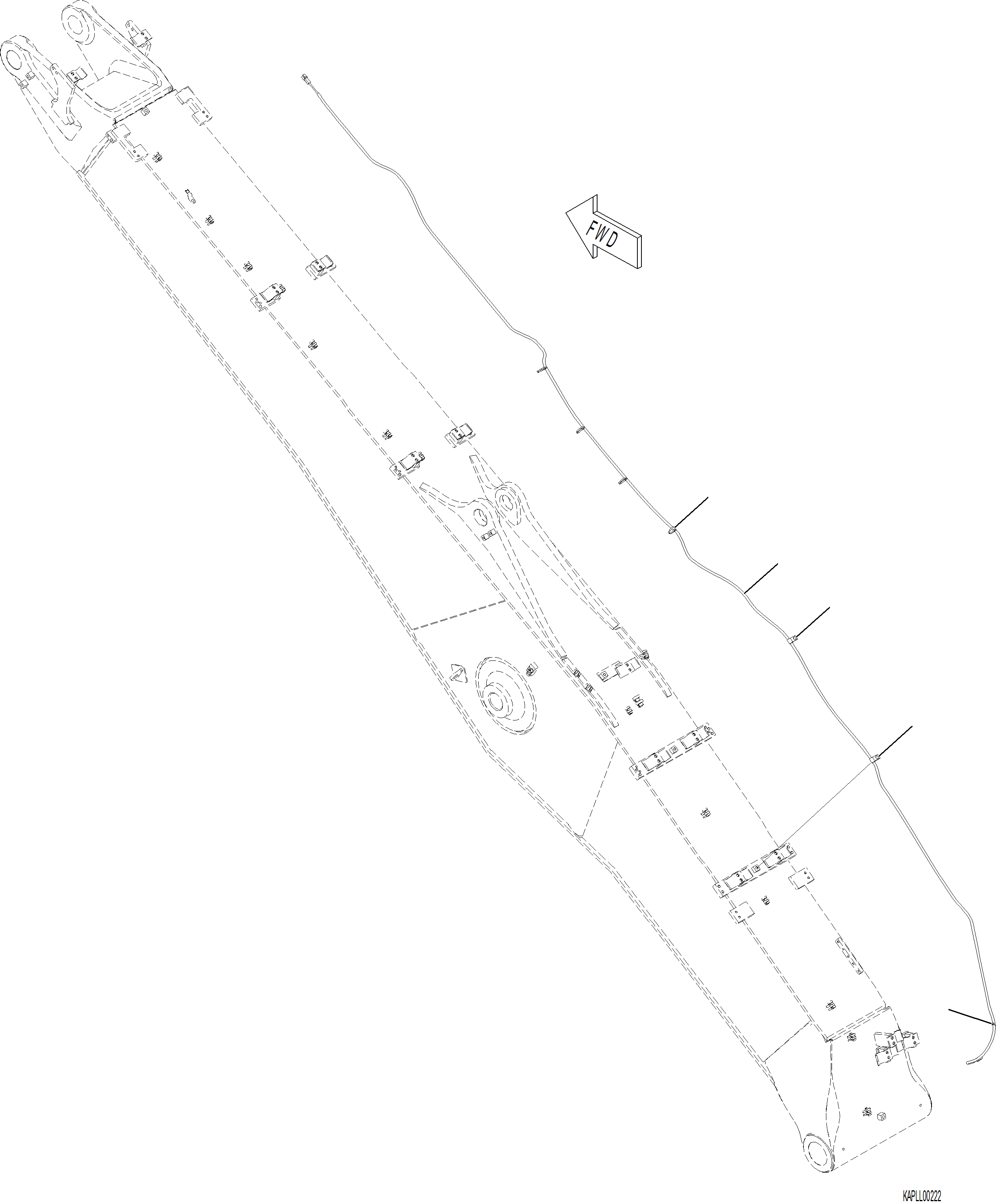 Komatsu parts book diagram for PC230F-11 SN A20700-UP: T1110-001009 BOOM, 6155 MM WIRING HARNESS