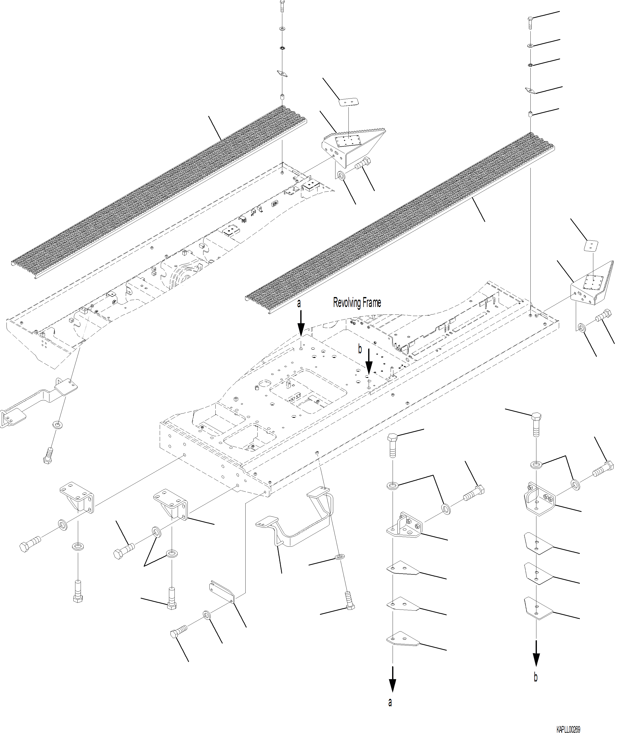 Komatsu parts book diagram for PC230F-11 SN A20700-UP: W1118-001001 REVOLVING FRAME WALKING NON-SKID PLATES