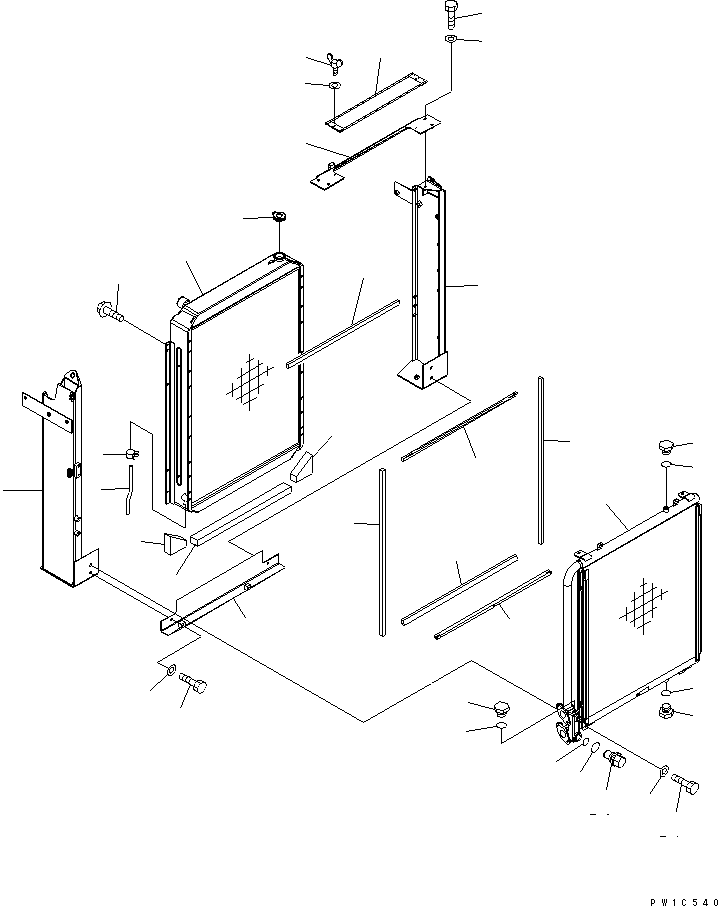 Komatsu parts book diagram for PC230LC-7-BA S/N 11001-UP: COOLING (RADIATOR) (WITH AIR CONDITIONER)(#15001-)