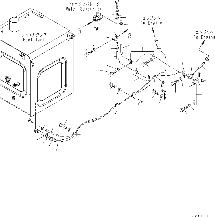Komatsu parts book diagram for PC230LC-7-BA S/N 11001-UP: FUEL LINES(#11001-11033)