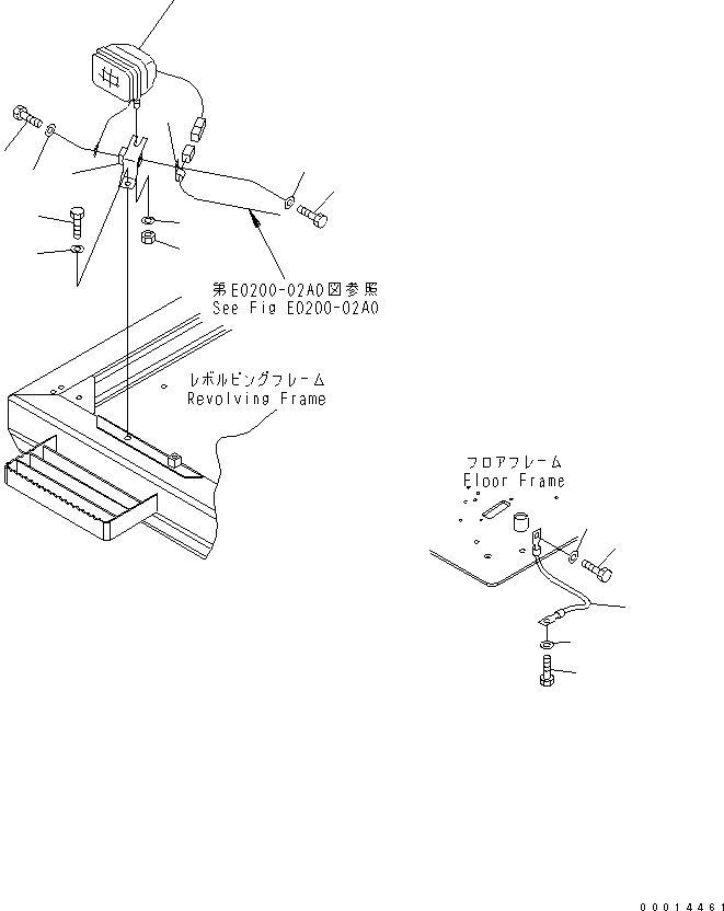 Komatsu parts book diagram for PC230LC-7-BA S/N 11001-UP: WIRING (WORKING LAMP ? FRONT)(#11001-15000)