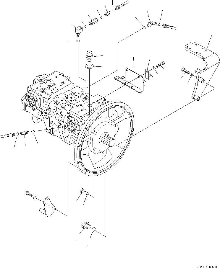 Komatsu parts book diagram for PC230LC-7-BA S/N 11001-UP: MAIN PUMP (CONNECTING PARTS) (WITH IN-LINE FILTER)