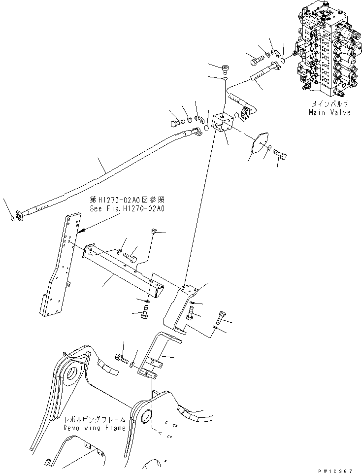 Komatsu parts book diagram for PC230LC-7-BA S/N 11001-UP: ATTACHMENT LINES (MAIN L.H.) (1 ACTUATOR)