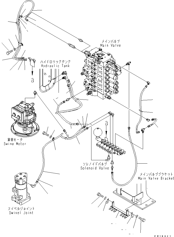 Komatsu parts book diagram for PC230LC-7-BA S/N 11001-UP: SOLENOID VALVE (HOSE AND BRACKET)