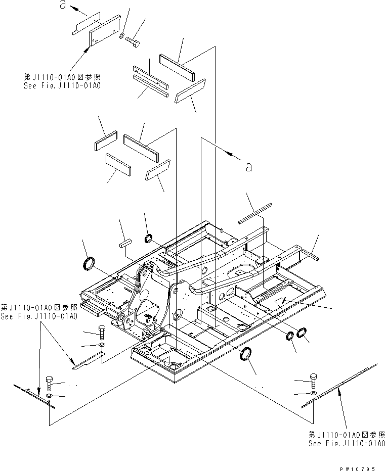 Komatsu parts book diagram for PC230LC-7-BA S/N 11001-UP: REVOLVING FRAME (SHEET AND GROMMET)