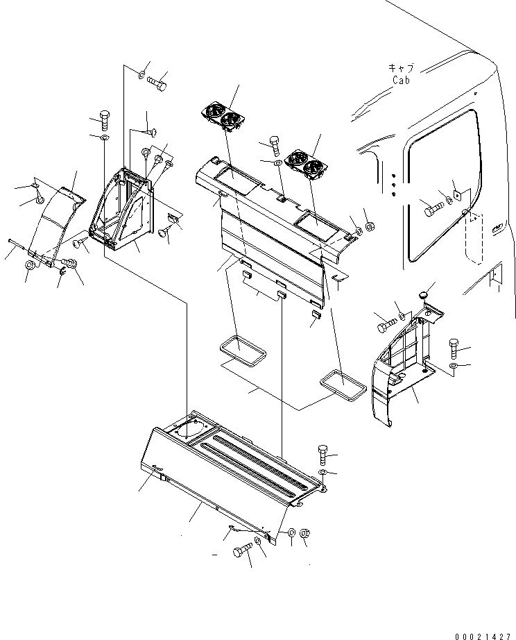 Komatsu parts book diagram for PC230LC-7-BA S/N 11001-UP: SEAT REAR COVER (WITH AIR CONDITIONER)(#15001-)