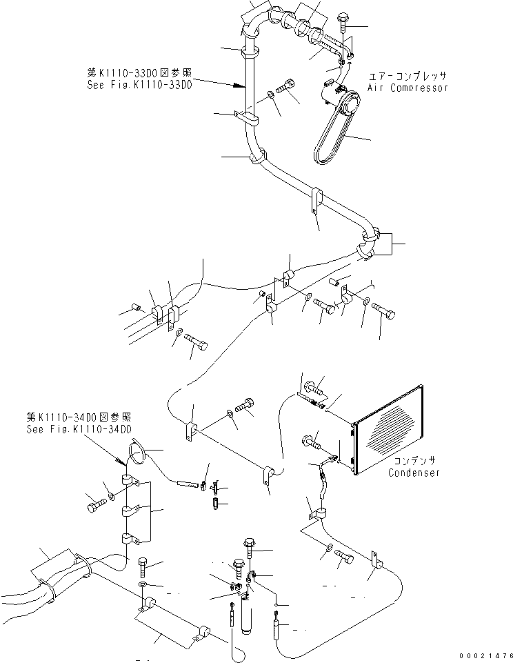 Komatsu parts book diagram for PC230LC-7-BA S/N 11001-UP: AIR CONDITIONER (HOSE)(#15001-)