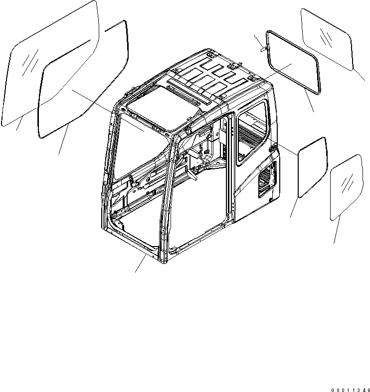 Komatsu parts book diagram for PC230LC-7-BA S/N 11001-UP: FLOOR FRAME (OPERATOR'S CAB) (CAB)(#15001-)