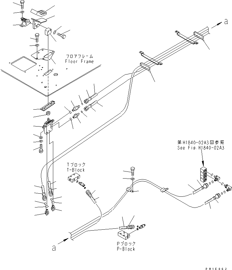 Komatsu parts book diagram for PC230LC-7-BA S/N 11001-UP: FLOOR FRAME (FOOT REST) (L.H.) (2 ACTUATOR)