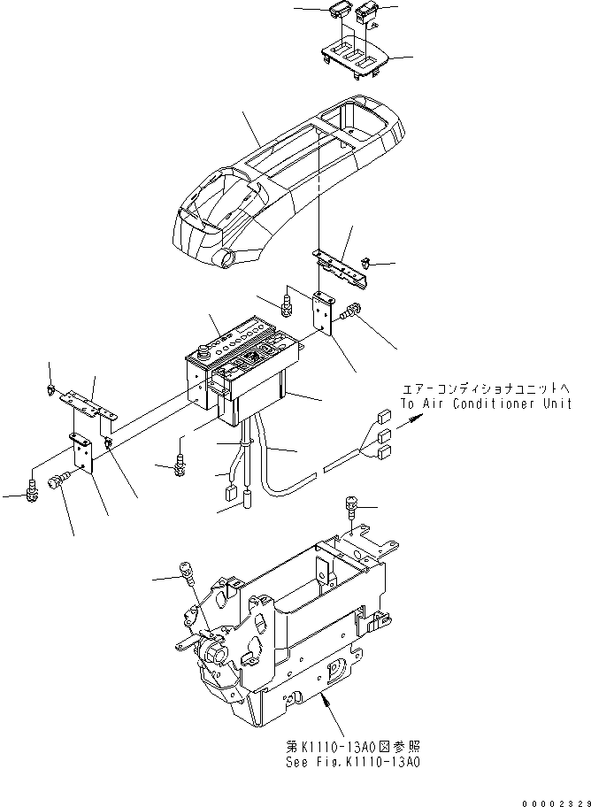 Komatsu parts book diagram for PC230LC-7-BA S/N 11001-UP: FLOOR FRAME (CONSOLE) (UPPER) (L.H.) (FOR SKYLIGHT WIPER)