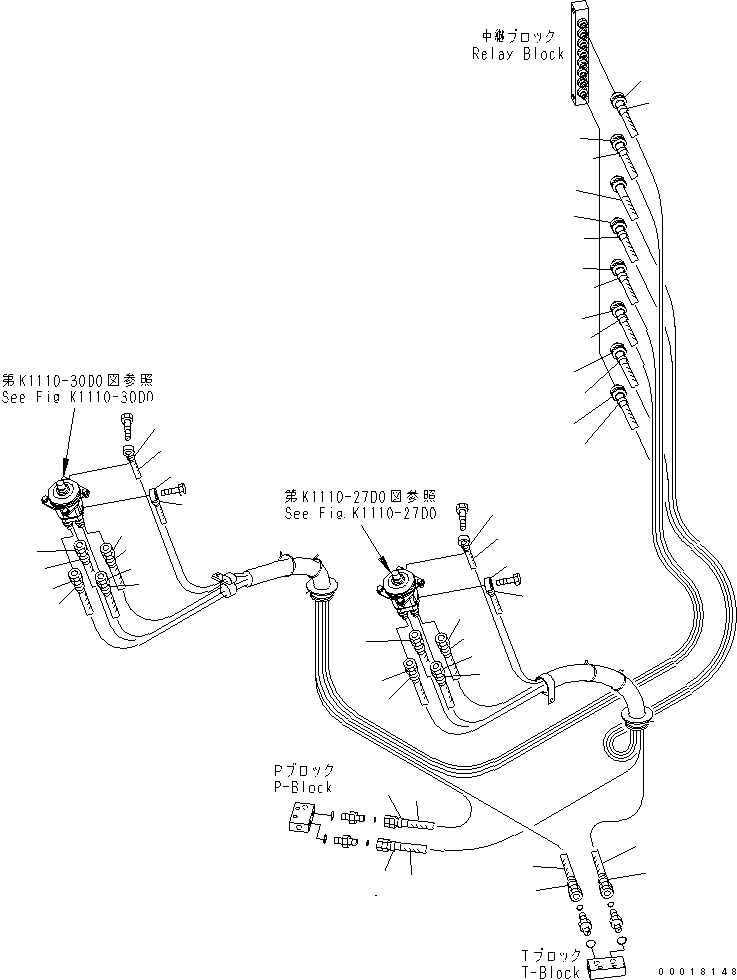 Komatsu parts book diagram for PC230LC-7-BA S/N 11001-UP: FLOOR FRAME (OPERATOR'S CAB) (PPC HOSE) (2/2)(#15001-)