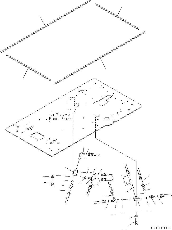 Komatsu parts book diagram for PC230LC-7-BA S/N 11001-UP: FLOOR FRAME (OPERATOR'S CAB) (P ?T BLOCK AND SEAL) (1 ACTUATOR)(#15001-)