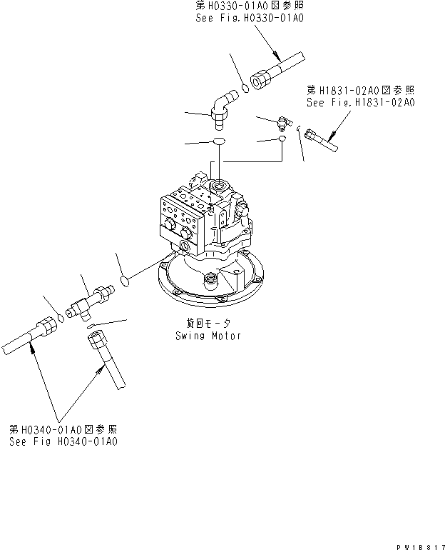 Komatsu parts book diagram for PC230LC-7-BA S/N 11001-UP: SWING MOTOR (CONNECTING PARTS)