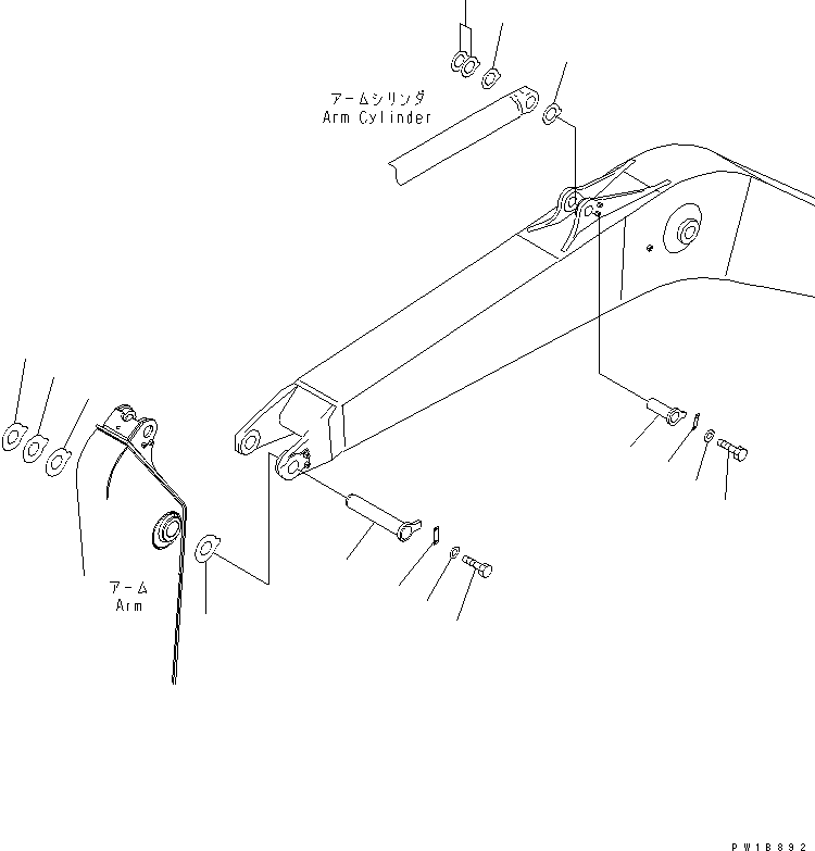 Komatsu parts book diagram for PC230LC-7-BA S/N 11001-UP: BOOM (TOP PIN AND BOTTOM PIN)