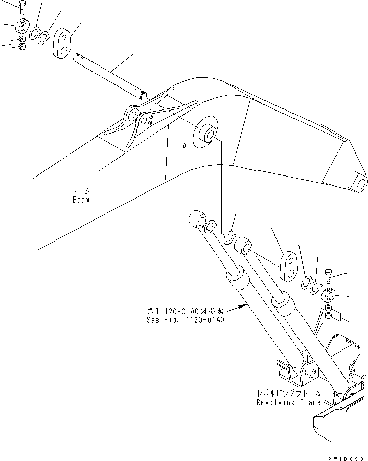 Komatsu parts book diagram for PC230LC-7-BA S/N 11001-UP: BOOM PIN (SLING)