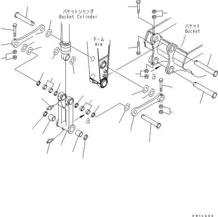 Komatsu parts book diagram for PC230LC-7-BA S/N 11001-UP: ARM (BUCKET LINK)