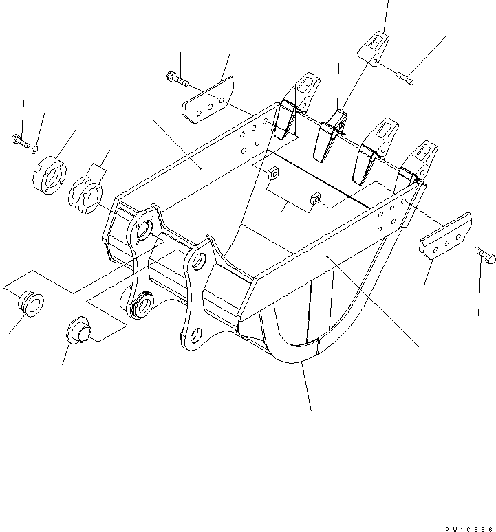 Komatsu parts book diagram for PC230LC-7-BA S/N 11001-UP: ROCK BUCKET ? 1.0M3 (CECE 0.9M3)