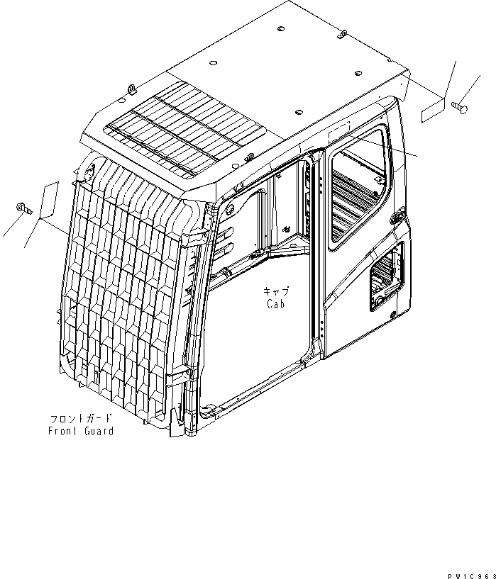 Komatsu parts book diagram for PC230LC-7-BA S/N 11001-UP: CAUTION PLATE (FOR LV2 GUARD)