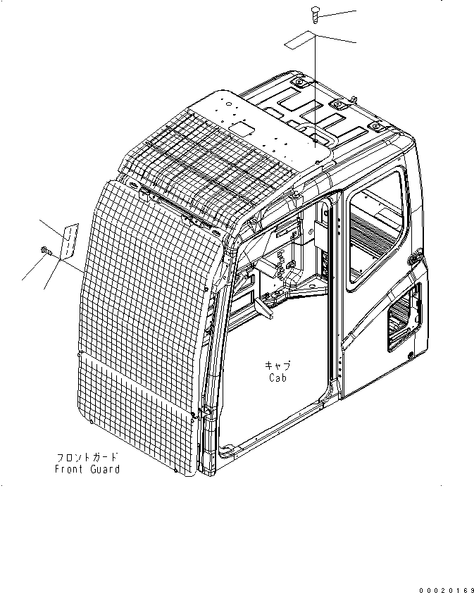 Komatsu parts book diagram for PC230LC-7-BA S/N 11001-UP: CAUTION PLATE (FOR LV1 GUARD) (DEMOLITION SPEC.)(#15001-)
