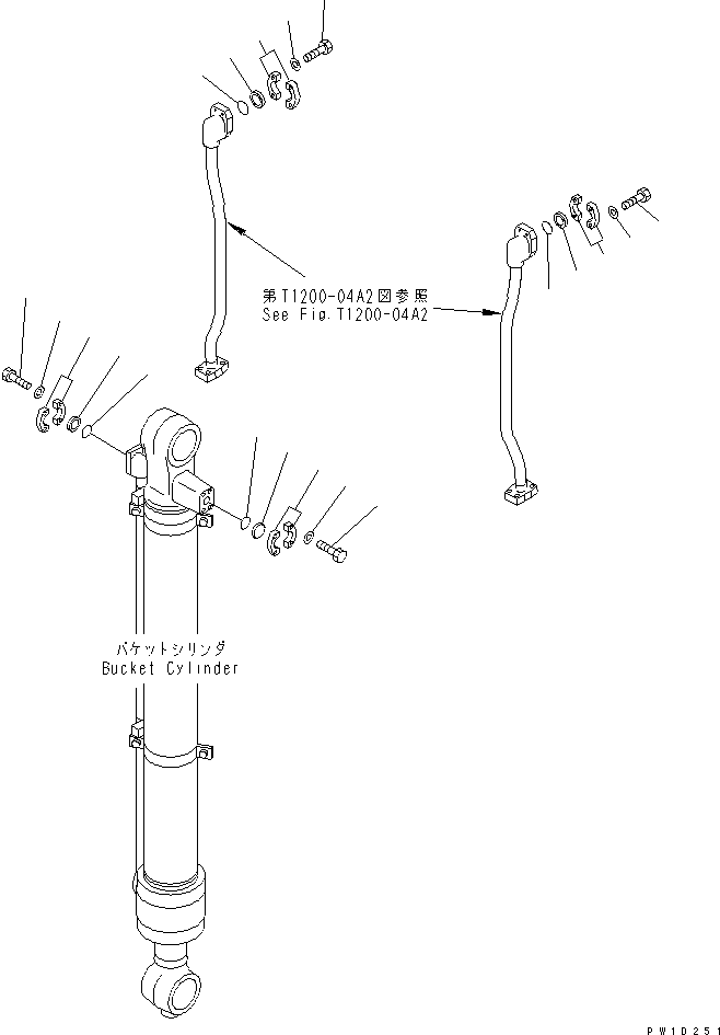 Komatsu parts book diagram for PC230LC-7-BA S/N 11001-UP: BLIND PARTS (ARM) (1 ACTUATOR)