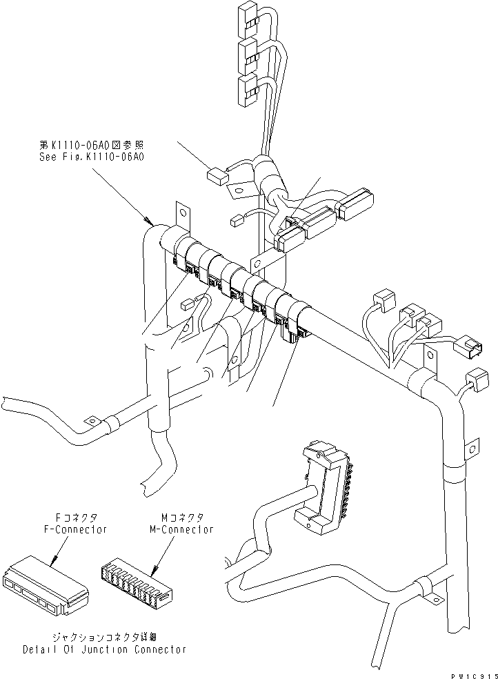 Komatsu parts book diagram for PC230LC-7-BA S/N 11001-UP: WIRING HARNESS (JUNCTION CONNECTOR) (FOR SUPPLY)