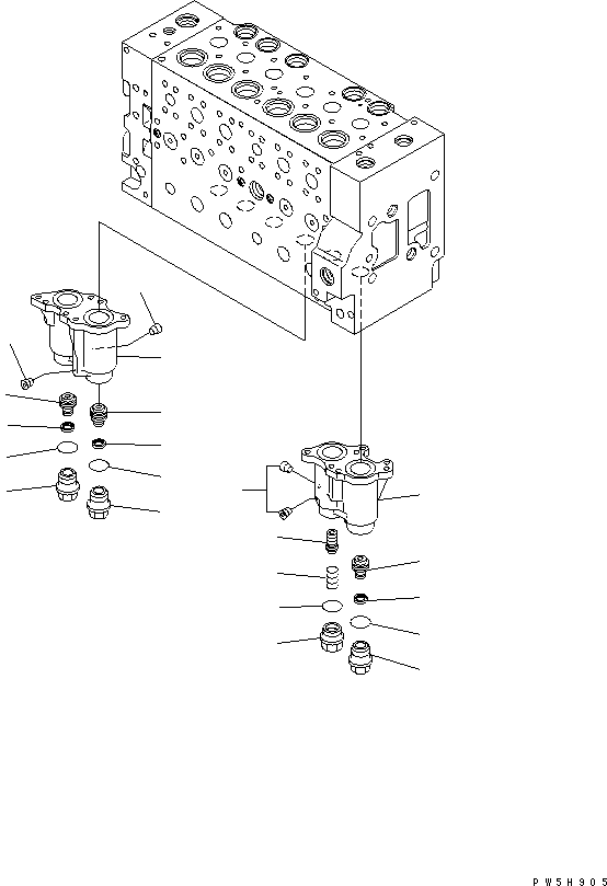 Komatsu parts book diagram for PC230LC-7-BA S/N 11001-UP: MAIN VALVE (2/16)