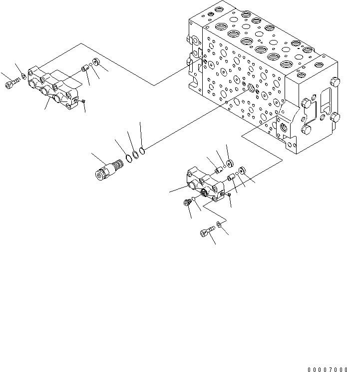 Komatsu parts book diagram for PC230LC-7-BA S/N 11001-UP: MAIN VALVE (10/16)
