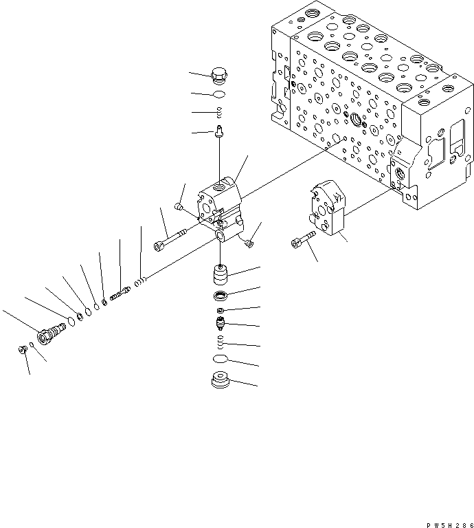 Komatsu parts book diagram for PC230LC-7-BA S/N 11001-UP: MAIN VALVE (16/16)