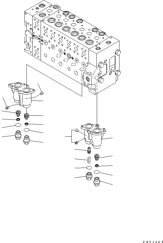 Komatsu parts book diagram for PC230LC-7-BA S/N 11001-UP: MAIN VALVE (1-ACTUATOR) (2/19)