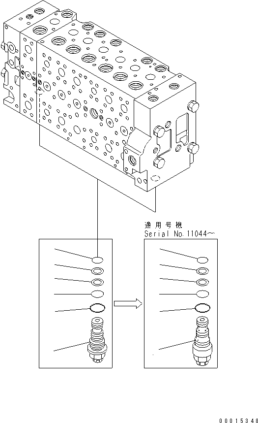 Komatsu parts book diagram for PC230LC-7-BA S/N 11001-UP: MAIN VALVE (1-ACTUATOR) (8/19)