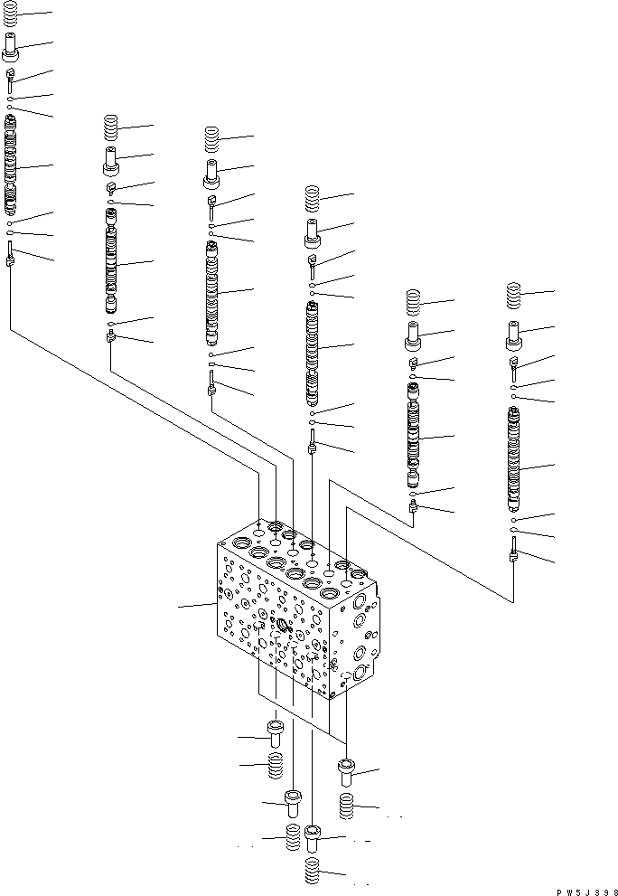 Komatsu parts book diagram for PC230LC-7-BA S/N 11001-UP: MAIN VALVE (2-ACTUATOR) (1/21)