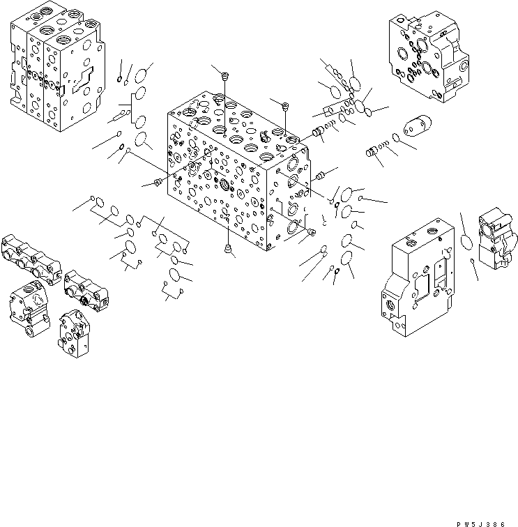 Komatsu parts book diagram for PC230LC-7-BA S/N 11001-UP: MAIN VALVE (2-ACTUATOR) (5/21)