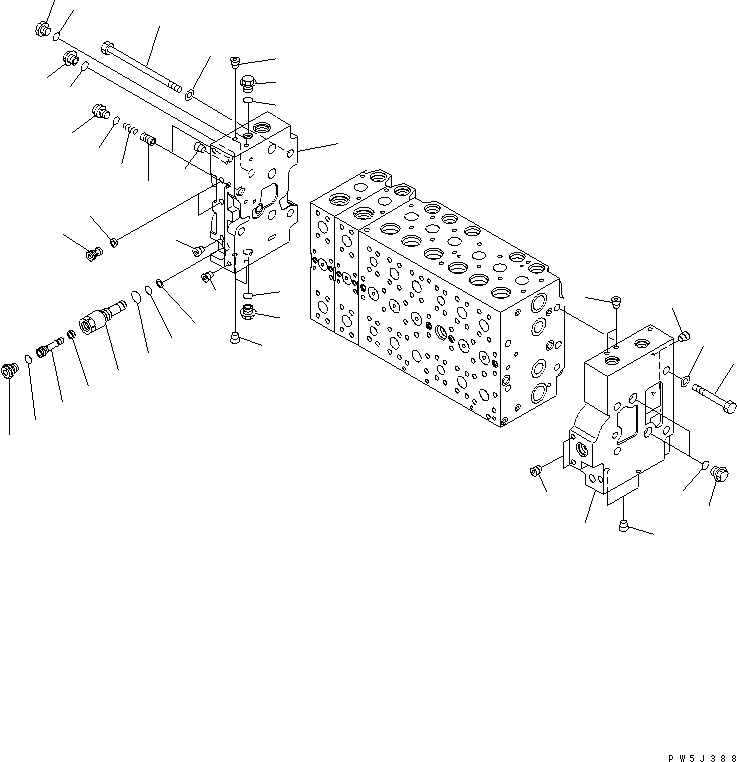 Komatsu parts book diagram for PC230LC-7-BA S/N 11001-UP: MAIN VALVE (2-ACTUATOR) (7/21)