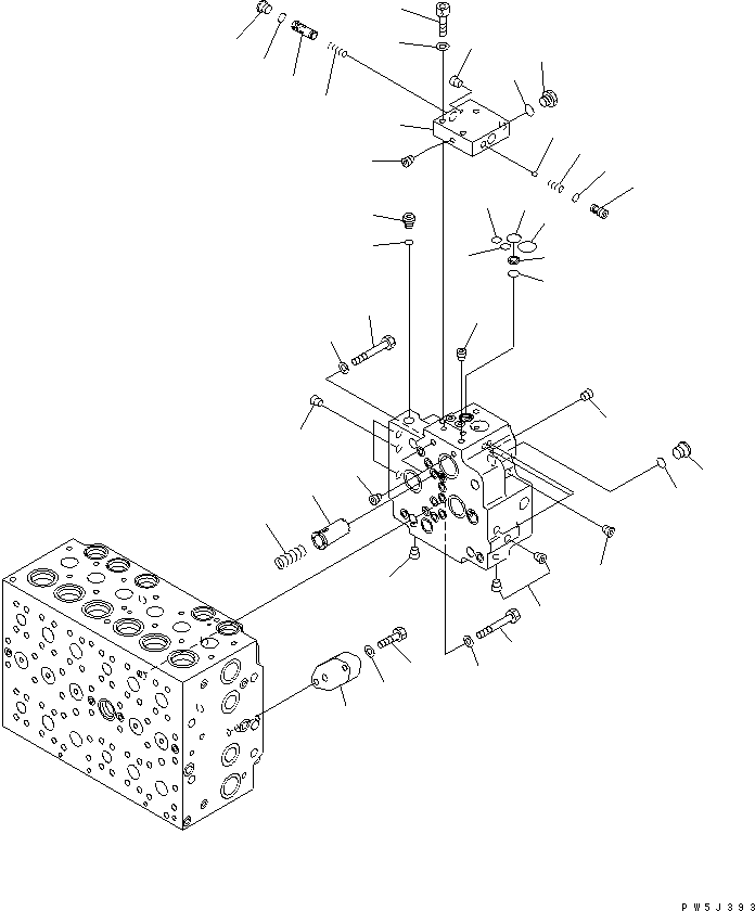 Komatsu parts book diagram for PC230LC-7-BA S/N 11001-UP: MAIN VALVE (2-ACTUATOR) (14/21)