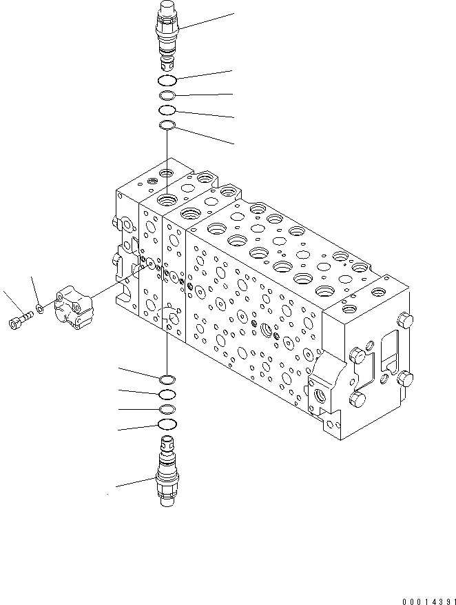Komatsu parts book diagram for PC230LC-7-BA S/N 11001-UP: MAIN VALVE (2-ACTUATOR) (20/21)