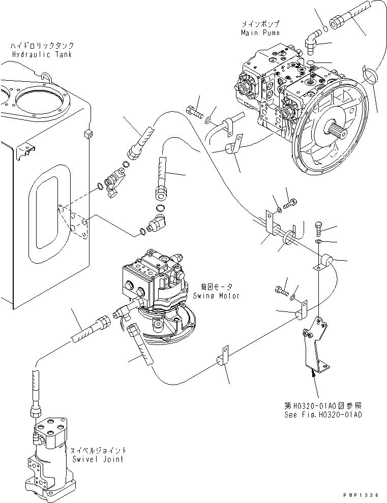 Excavators Komatsu / PC230NHD-7K S/N K40001-UP(pc230nhu) / DRAIN LINE(150210 : H0340-01A0)