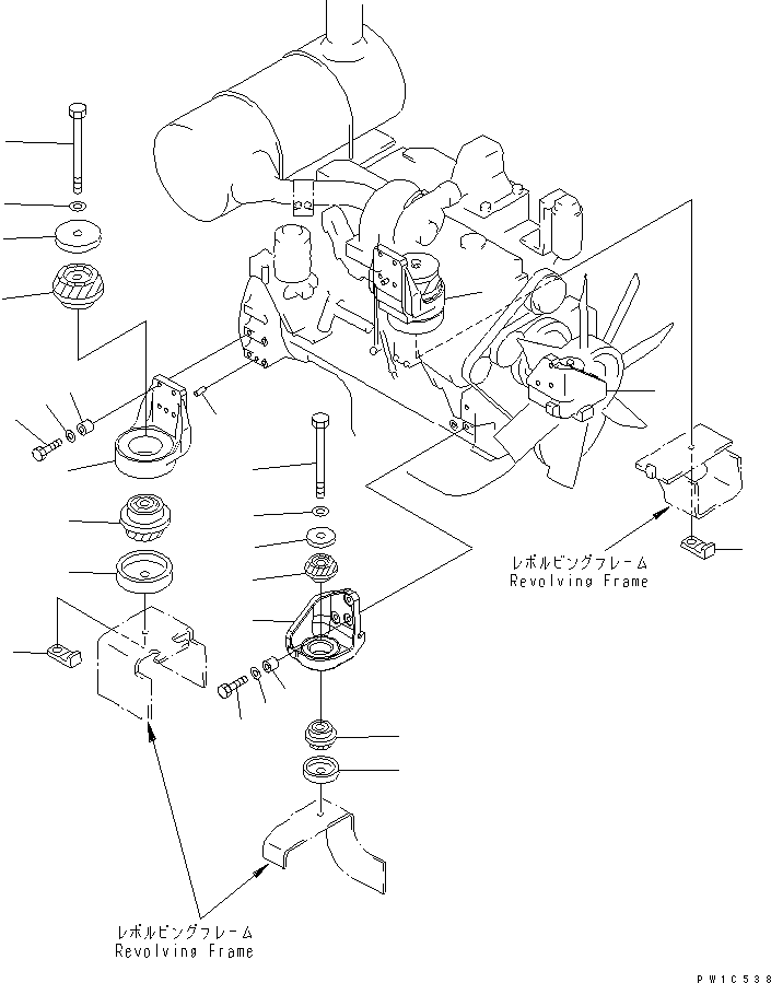 Excavators Komatsu / PC240LC-7K S/N K40001-UP(pc240l2u) / ENGINE MOUNTING (BRACKET AND CUSHION)(030010 : B0100-01A0)