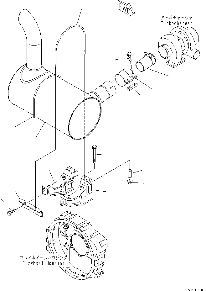 Excavators Komatsu / PC240LC-7K S/N K40001-UP(pc240l2u) / MUFFLER AND MOUNTING(030040 : B0300-01A0)