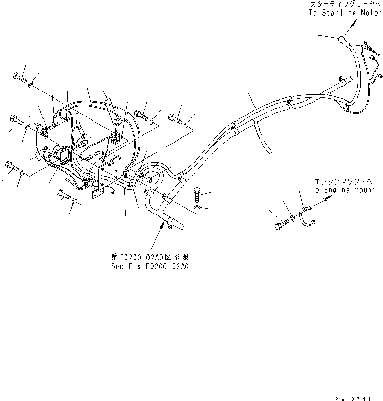Excavators Komatsu / PC240LC-7K S/N K40001-UP(pc240l2u) / WIRING (STARTING HARNESS)(120030 : E0200-01A0)