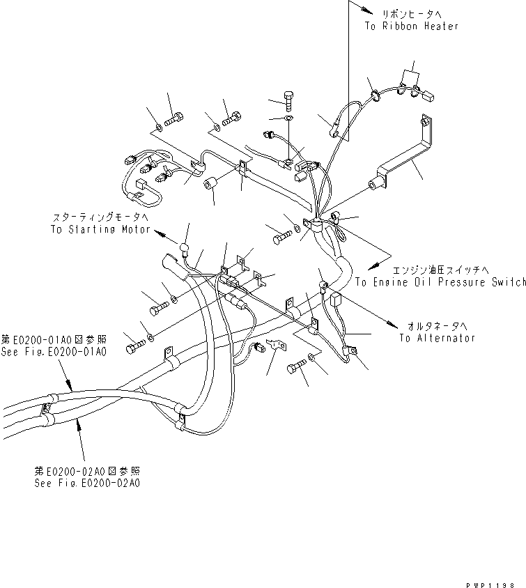 Excavators Komatsu / PC240LC-7K S/N K40001-UP(pc240l2u) / WIRING (MAIN HARNESS) (CLIP) (2/2)(#K40001-K40651)(120060 : E0200-04A0)
