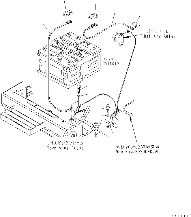 Excavators Komatsu / PC240LC-7K S/N K40001-UP(pc240l2u) / WIRING (BATTERY CASE)(120080 : E0200-05A0)