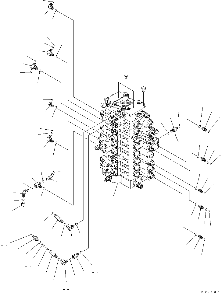 Excavators Komatsu / PC240LC-7K S/N K40001-UP(pc240l2u) / MAIN VALVE (CONNECTING PARTS) (1/2) (2 ACTUATOR)(150030 : H0120-01A1)
