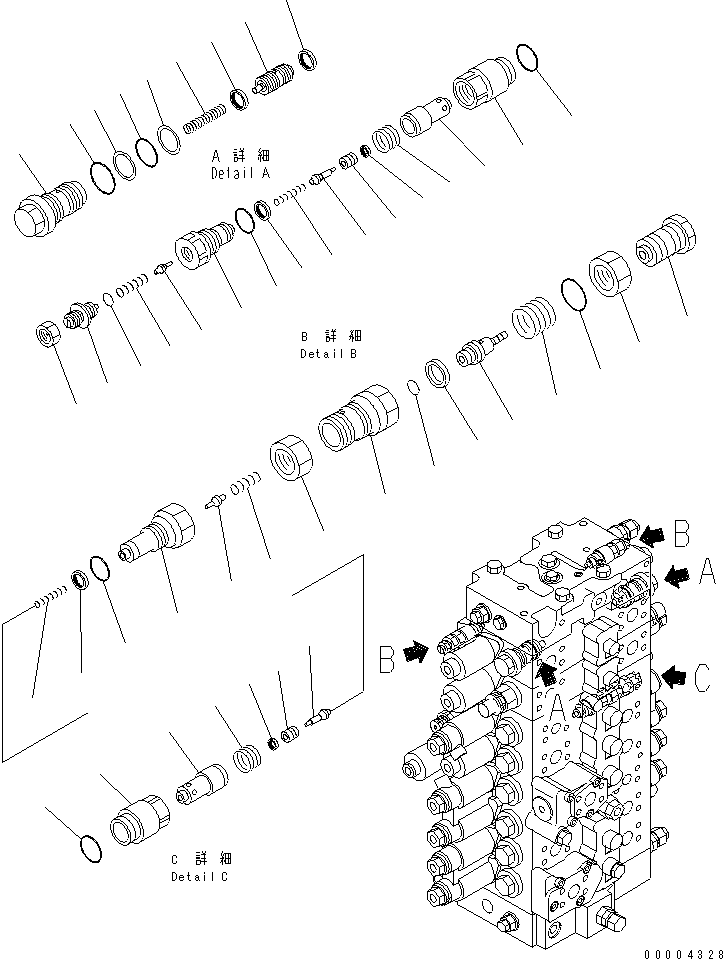 Excavators Komatsu / PC240LC-7K S/N K40001-UP(pc240l2u) / MAIN VALVE (REPLACEMENT VALVE) (FOR 2-PIECE BOOM) (1 ACTUATOR)(#K40001-K40259)(150140 : H0120-17A0)