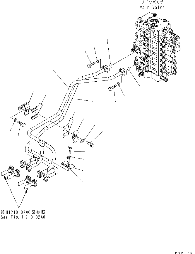 Excavators Komatsu / PC240LC-7K S/N K40001-UP(pc240l2u) / BOOM LINE (BOOM LINES) (FOR 2-PIECE BOOM) (1 ACTUATOR)(150240 : H1210-01A1)
