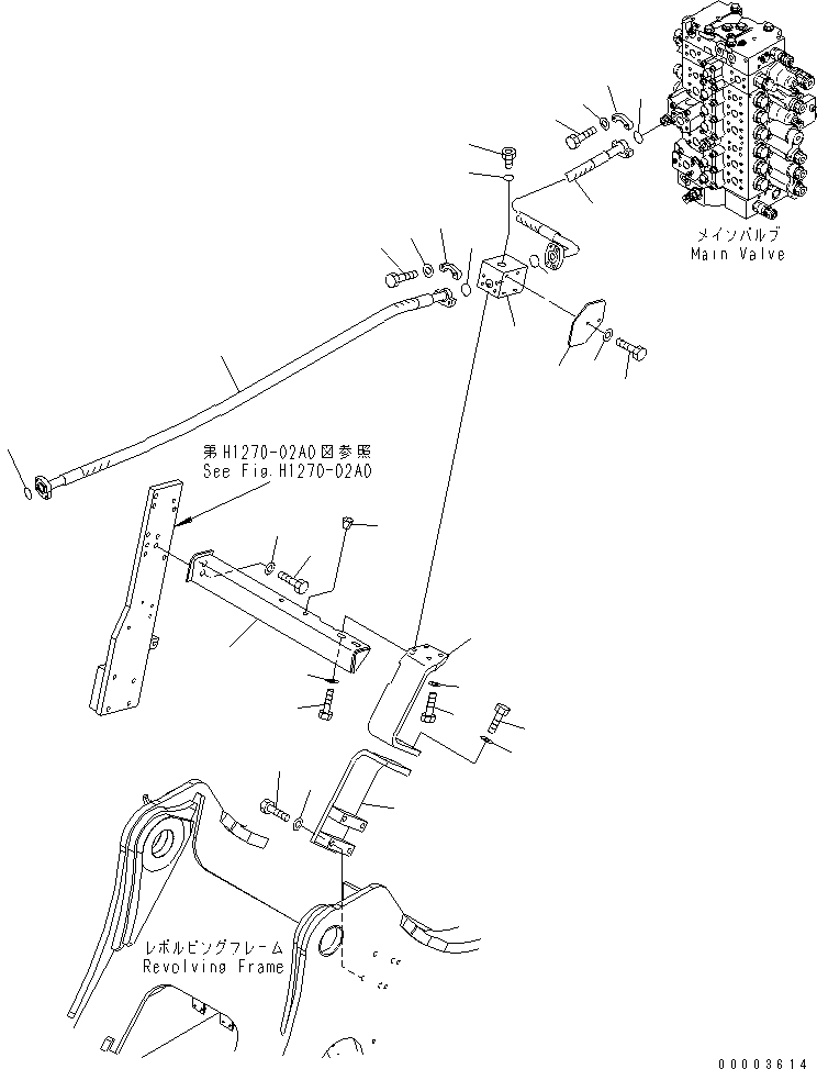 Excavators Komatsu / PC240LC-7K S/N K40001-UP(pc240l2u) / ATTACHMENT LINE (MAIN L.H.) (1 ACTUATOR)(150380 : H1270-01A0)
