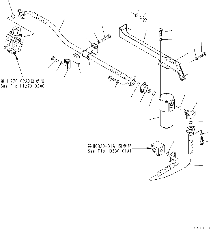 Excavators Komatsu / PC240LC-7K S/N K40001-UP(pc240l2u) / ATTACHMENT LINE (RETURN) (1 ACTUATOR)(150410 : H1270-03A0)