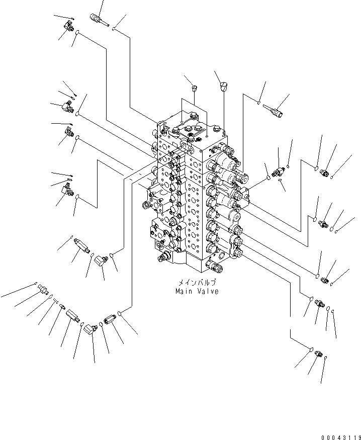 Komatsu parts book diagram for PC240NLC-8K S/N K50001-UP: MAIN VALVE (CONNECTING PARTS) (1/2) (FOR 2-PIECE BOOM) (1 ACTUATOR)
