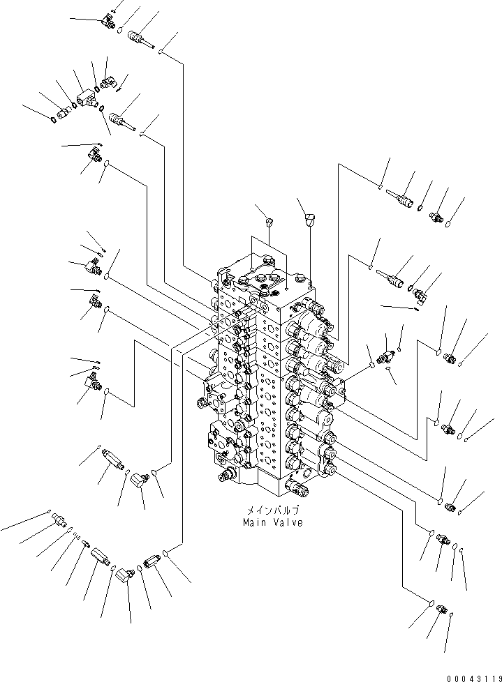 Komatsu parts book diagram for PC240NLC-8K S/N K50001-UP: MAIN VALVE (CONNECTING PARTS) (1/2) (FOR 2-PIECE BOOM) (2 ACTUATOR)