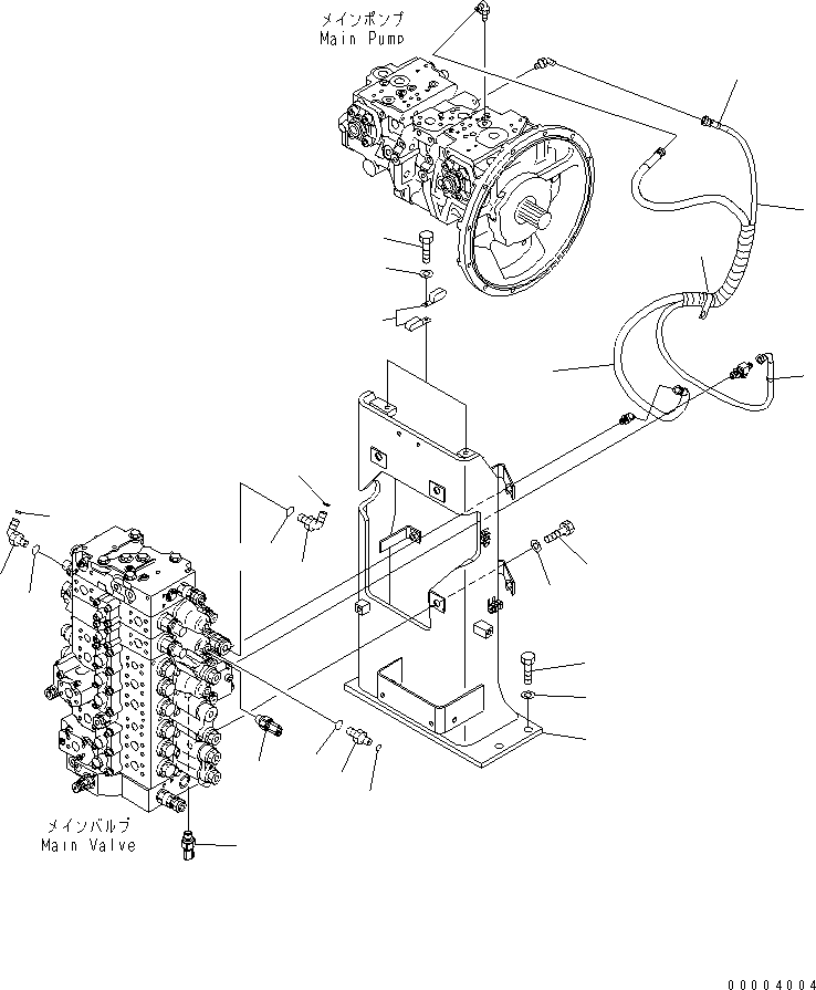 Komatsu parts book diagram for PC240NLC-8K S/N K50001-UP: MAIN VALVE (VALVE BRACKET) (FOR 2-PIECE BOOM) (1 ACTUATOR)